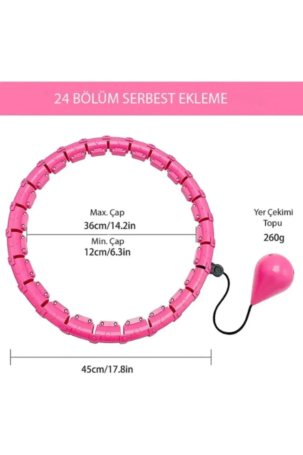 Pembe Hula Hoop Çember 24'lü Hulahoop, Egzersiz Çemberi, Egzersiz