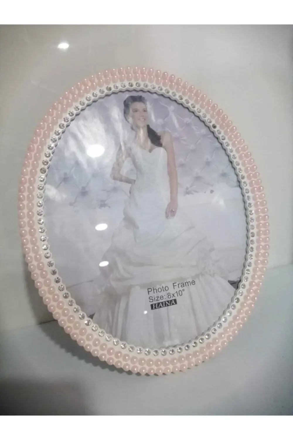 Pembe Incili Oval Resim Çerçevesi Büyük