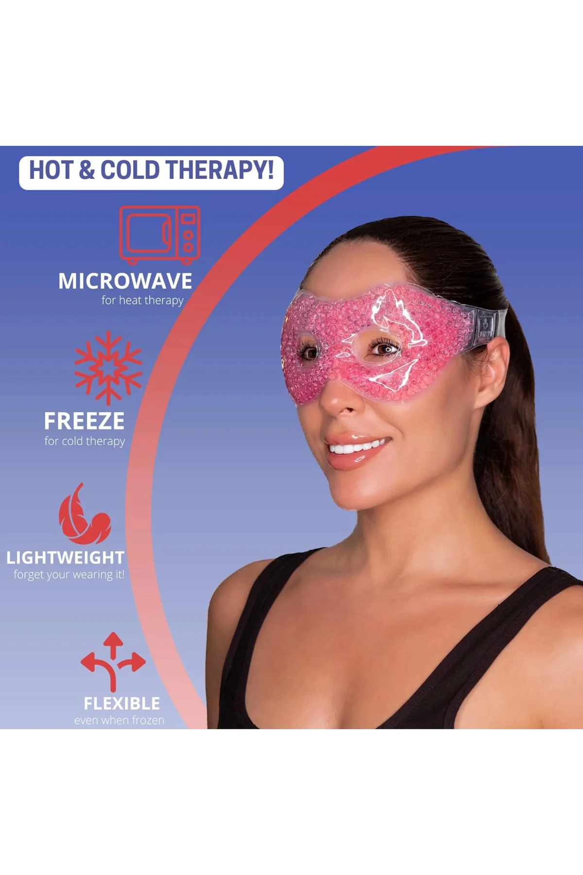 Pembe Jel Boncuklu Göz Maskesi, Soğuk & Sıcak Kullanım Rahatlatıc