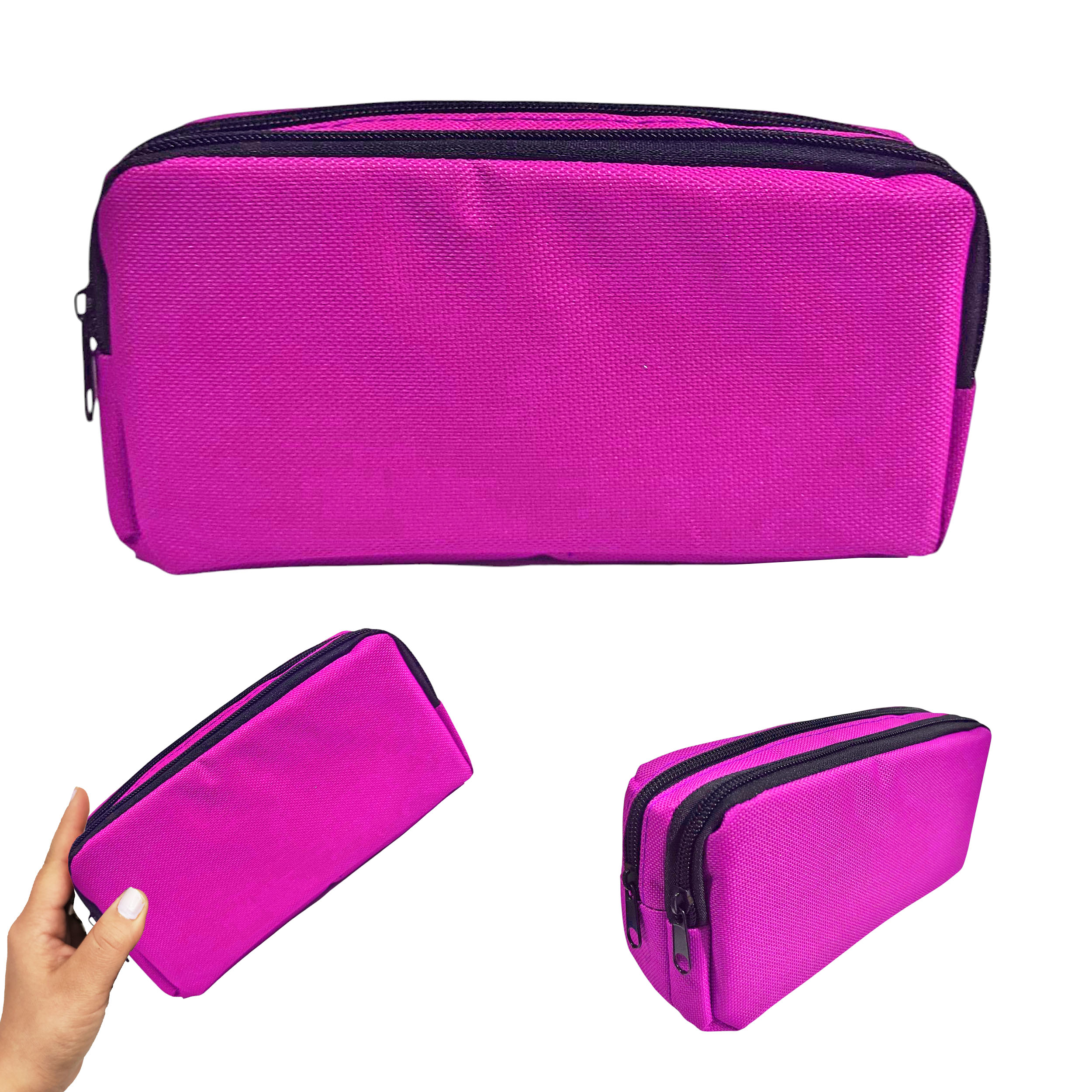 Pembe Kalem Kutusu ( iki Bölmeli ) Çift Gözlü Kalemlik