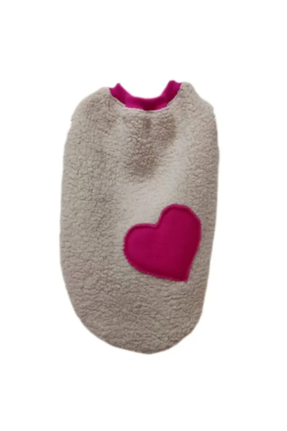 Pembe Kalpli Yumuşacık Krem Welsoft Kumaş Kedi ve Köpek Kıyafeti