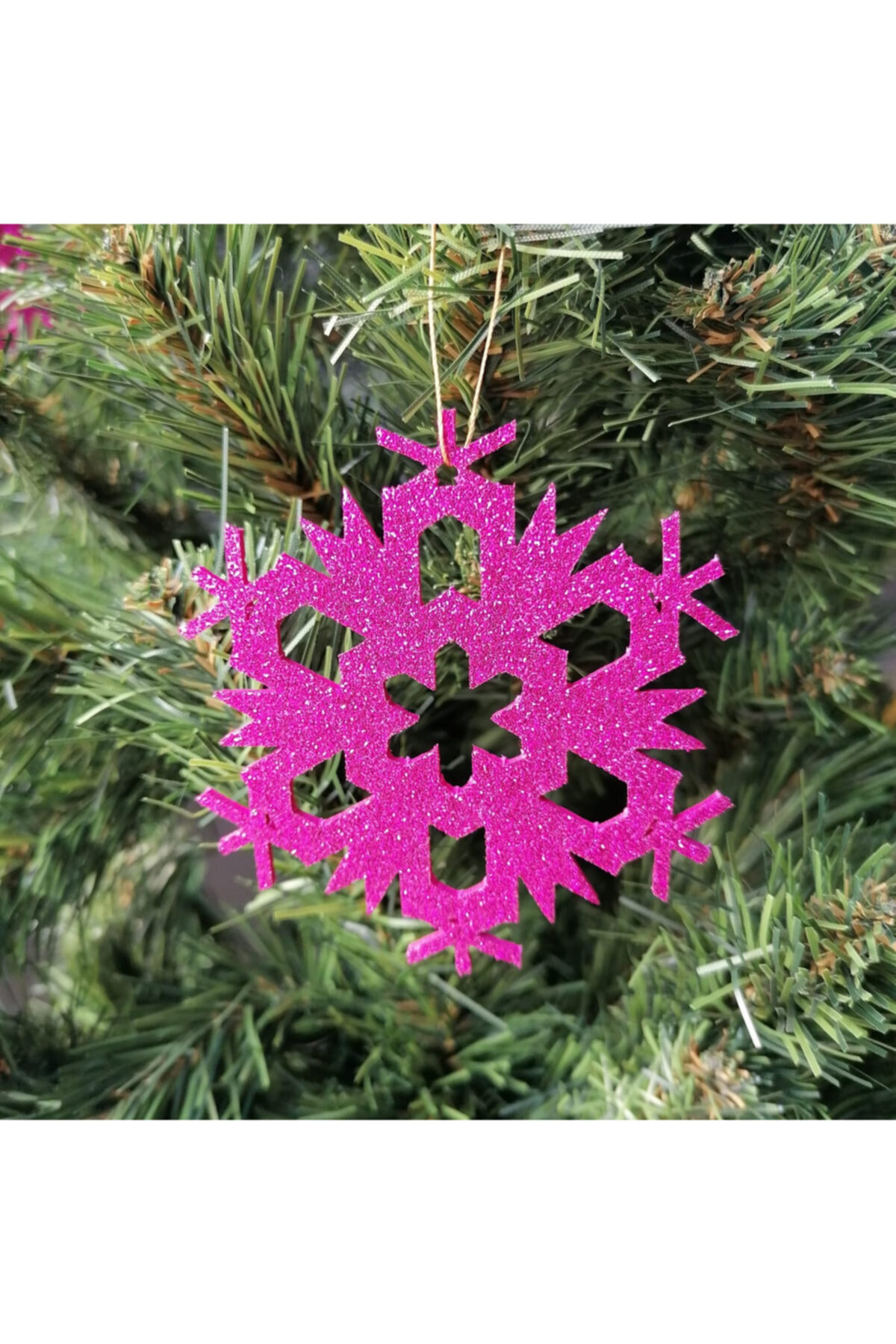 Leylaser Pembe Kar Tanesi Simli Eva Ağaç Ve Hediye Süsü 8X8cm 12 Li