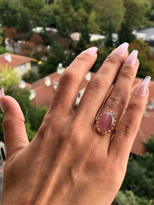 PEMBE KEDİ GÖZÜ TAŞI ORJİNAL DOĞALTAŞ ALTIN KAPLAMA AYARLANABİLİN PEMBE KEDİ GÖZÜ TAŞI ORJİNAL DOĞALTAŞ ALTIN KAPLAMA AYARLANABİLİN