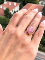 PEMBE KEDİ GÖZÜ TAŞI ORJİNAL DOĞALTAŞ ALTIN KAPLAMA AYARLANABİLİN PEMBE KEDİ GÖZÜ TAŞI ORJİNAL DOĞALTAŞ ALTIN KAPLAMA AYARLANABİLİN