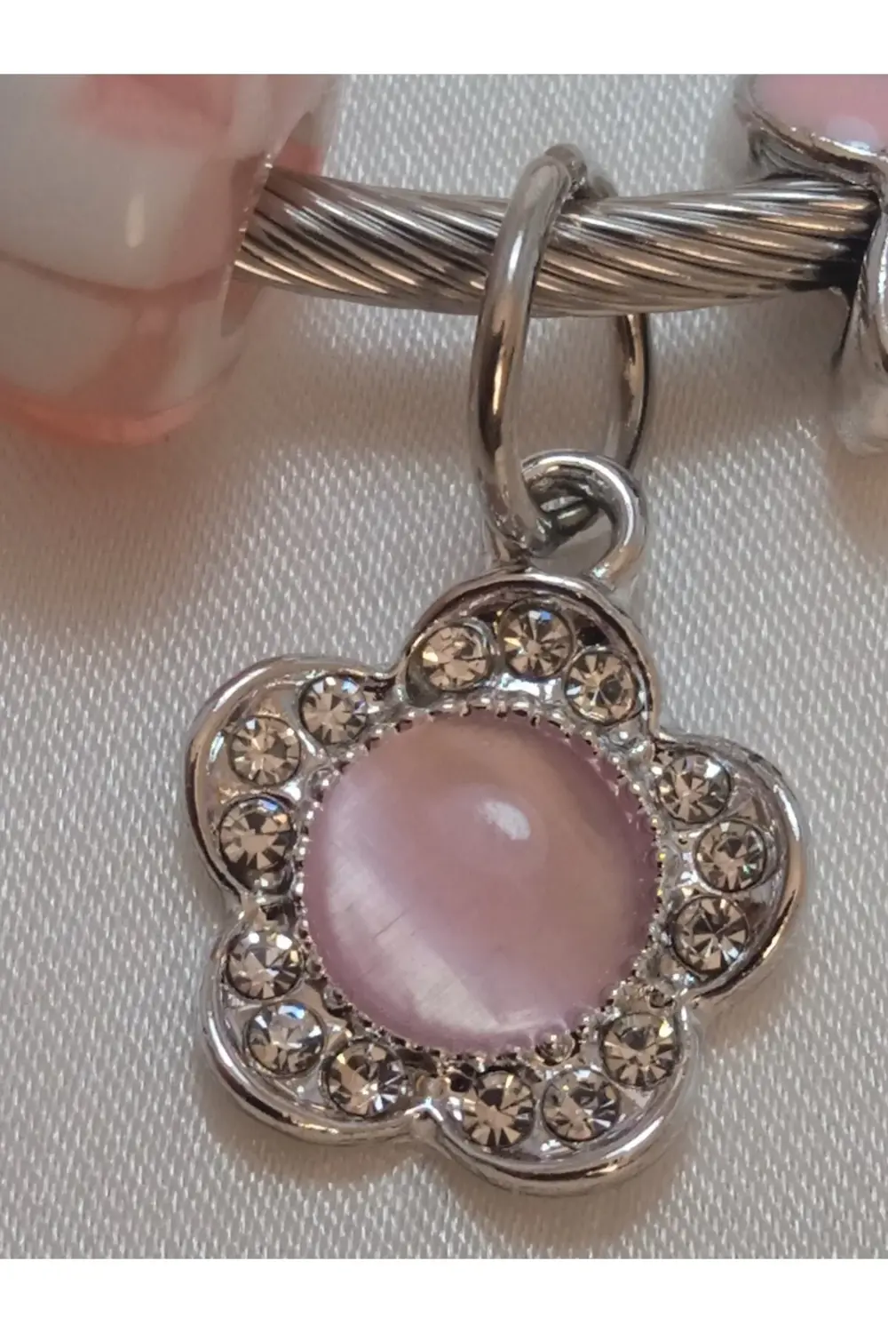 Pembe kelebek çelik charm bileklik