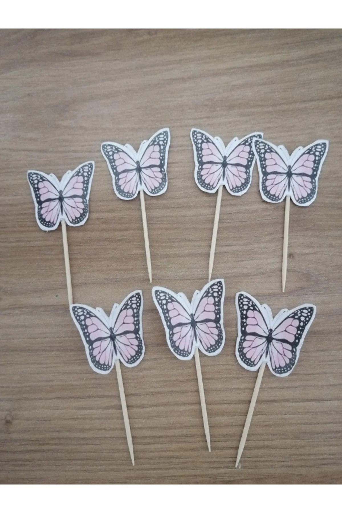 Pembe Kelebek Konseptli Kürdan Pasta Süsü,cupkek 15'li