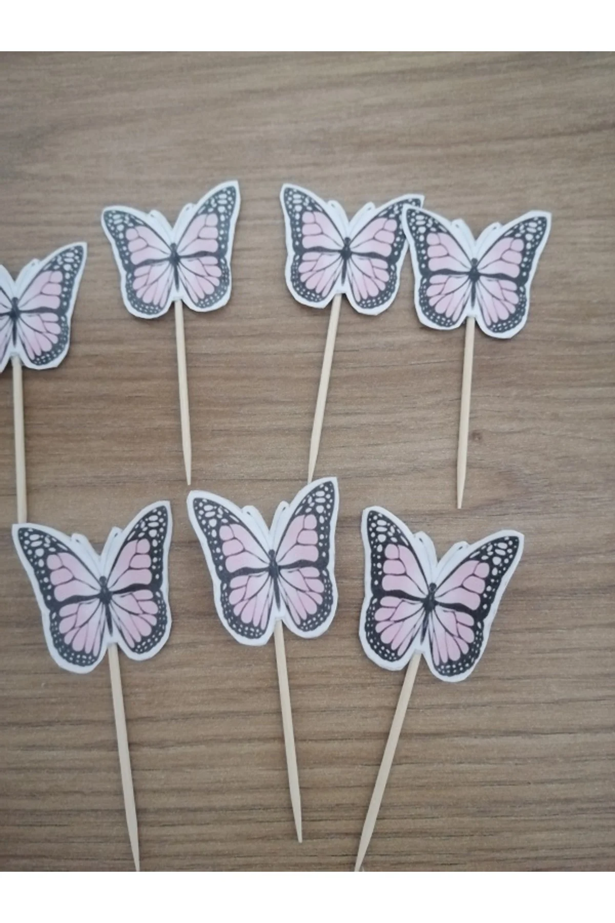 Pembe Kelebek Konseptli Kürdan Pasta Süsü,cupkek 15'li