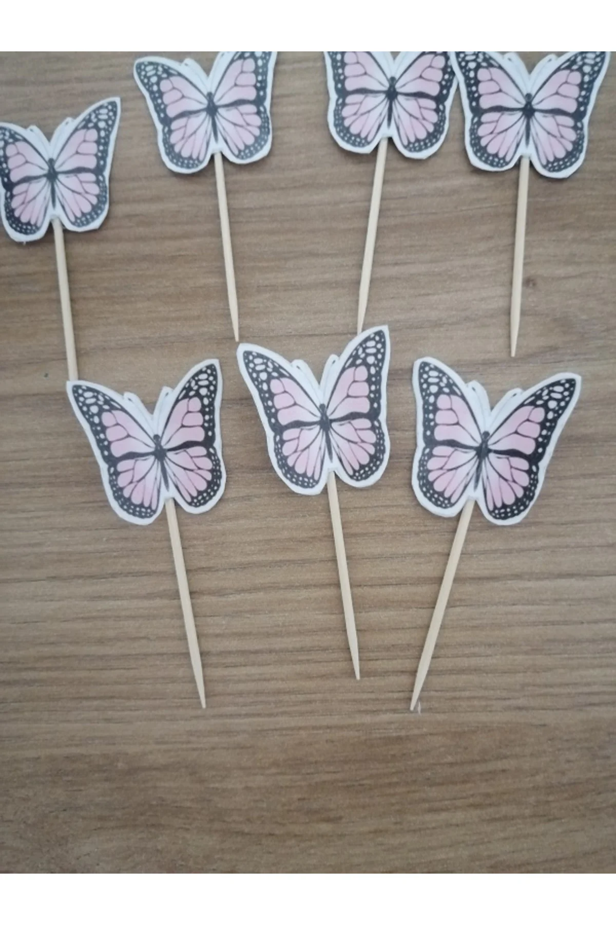 Pembe Kelebek Konseptli Kürdan Pasta Süsü,cupkek 15'li