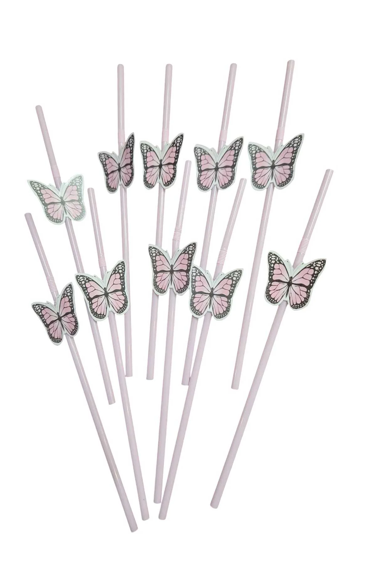 PEMBE KELEBEK TEMALI DOĞUM GÜNÜ PİPETİ 15 ADET