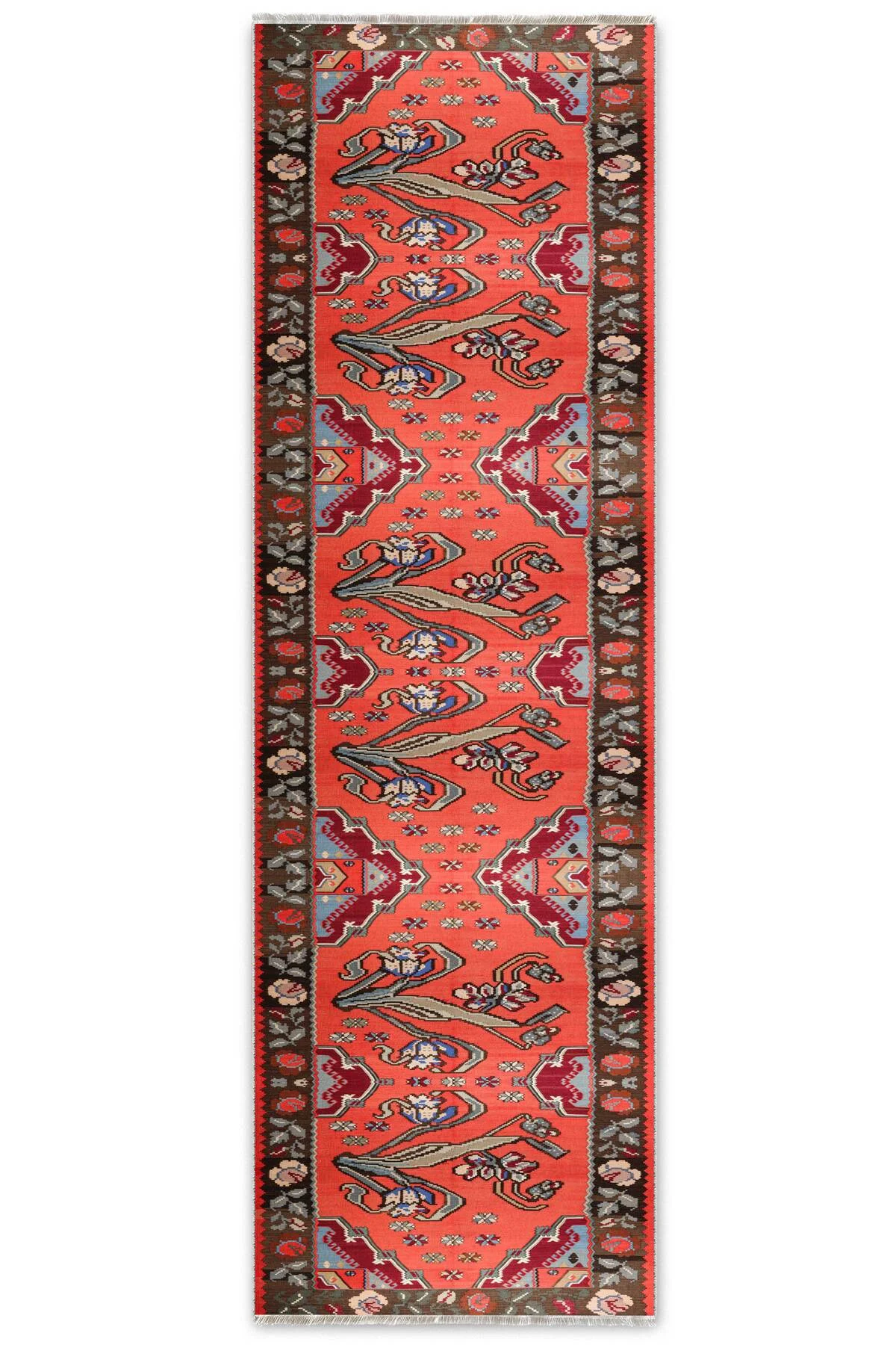 Pembe Kırmızı Eskitme Nostalji Anadolu Kilim Şönil Halı Yolluk Kaymaz Saçaklı Yıkanabilir Pembe Kırmızı Eskitme Nostalji Anadolu Kilim Şönil Halı Yolluk Kaymaz Saçaklı Yıkanabilir
