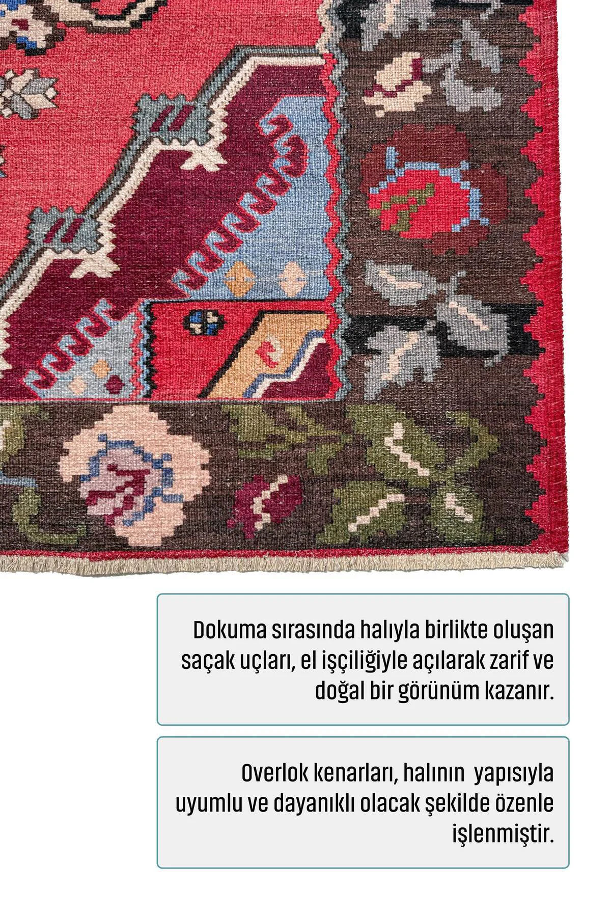 Pembe Kırmızı Eskitme Nostalji Anadolu Kilim Şönil Halı Yolluk Ka