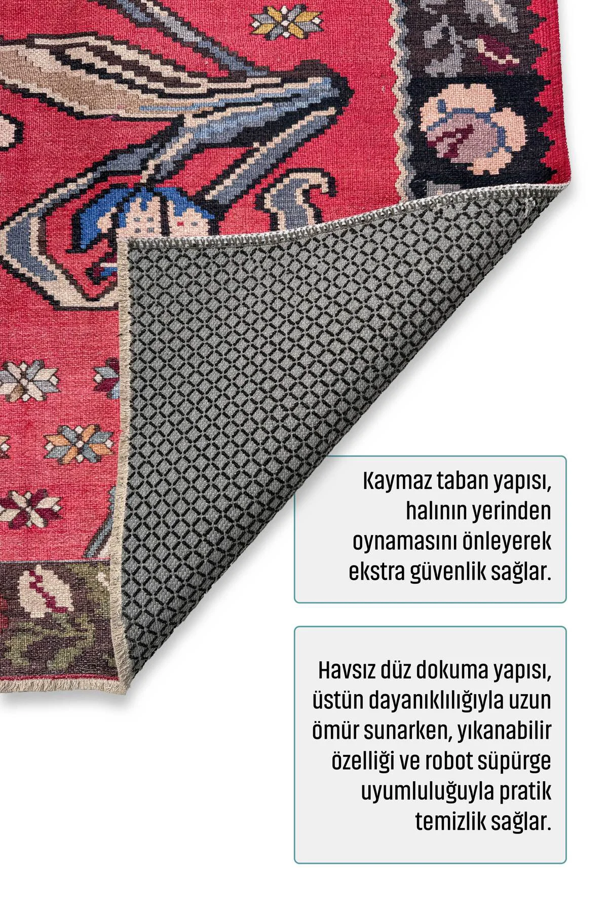 Pembe Kırmızı Eskitme Nostalji Anadolu Kilim Şönil Halı Yolluk Ka