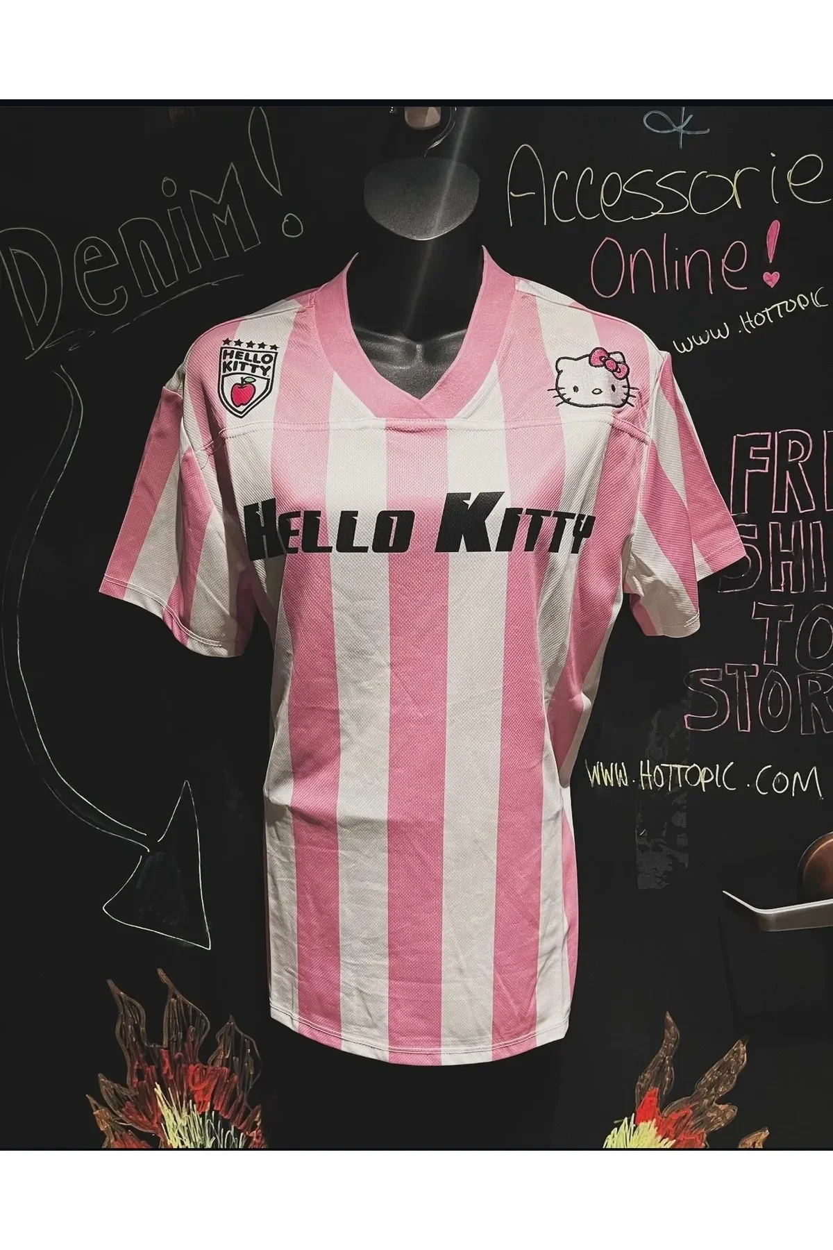 Pembe Kitty Dragon Jersey V Yaka Forma