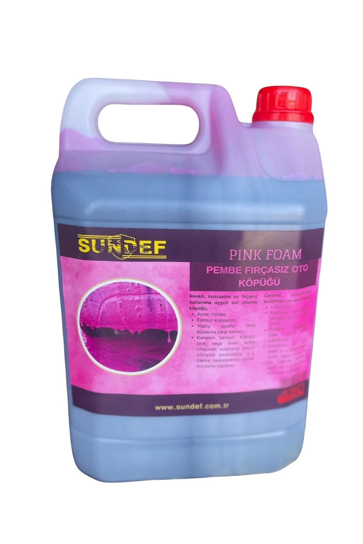 Pembe Köpük 5KG (PRO) – Fırçasız Konsantre Oto Yıkama Köpüğü | Araç Şampuanı ve Temizleyici (Leke bırakmaz)