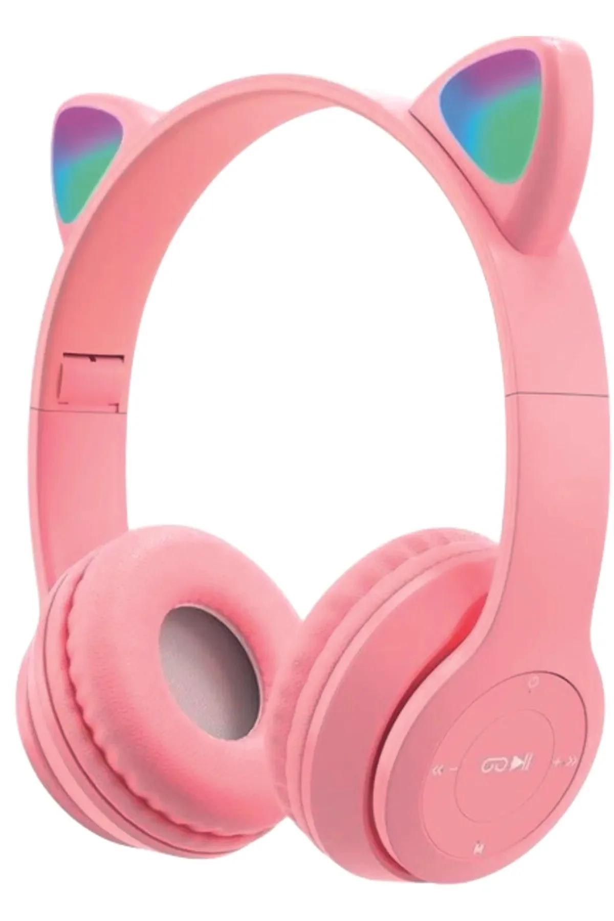 Pembe kulak üstü Bluetooth 5.0 kablosuz kulaklık led ışıklı çocuk tasarımı 1 yıl garantili