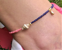 PEMBE LACİVERT DENİZ KABUĞU VE NAZAR BONCUK DETAY HALHAL-HALHAL39