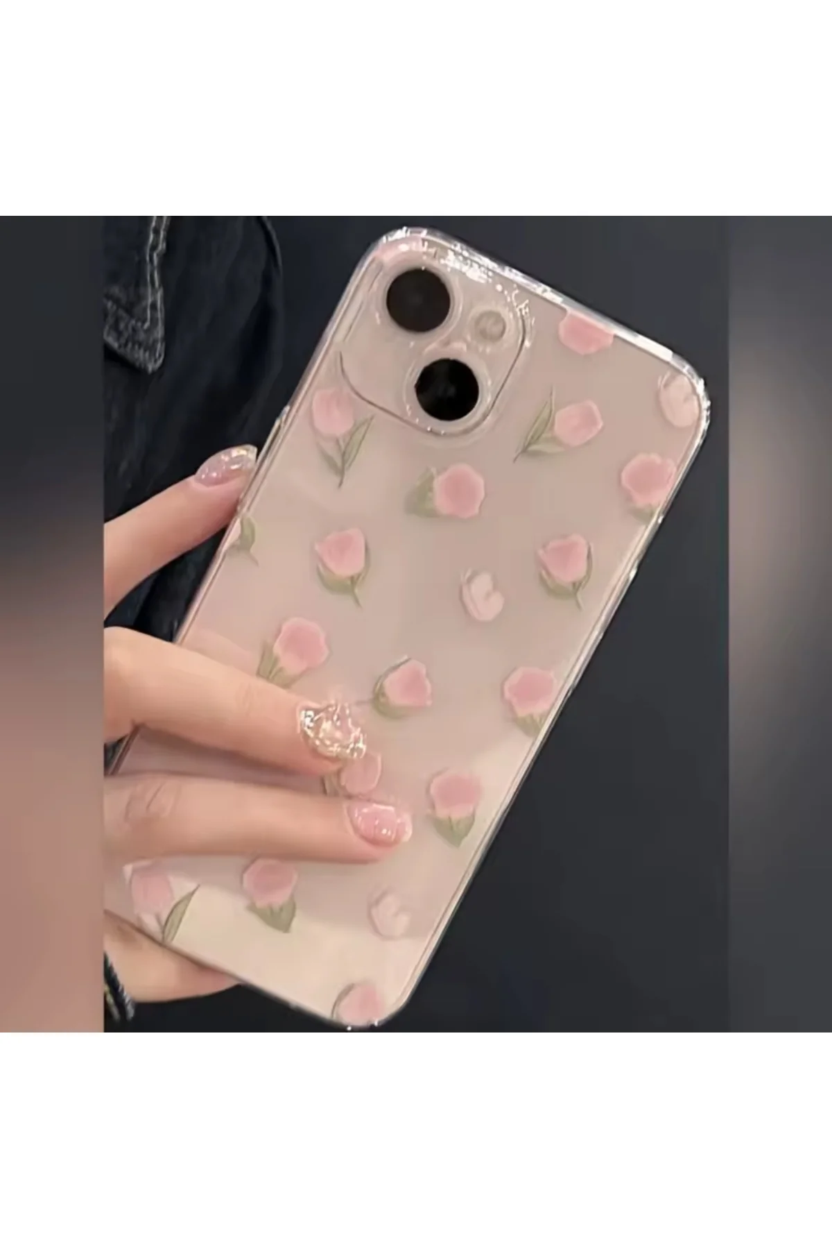 Pembe Lale Baskılı iPhone 13 Telefon Kılıfı
