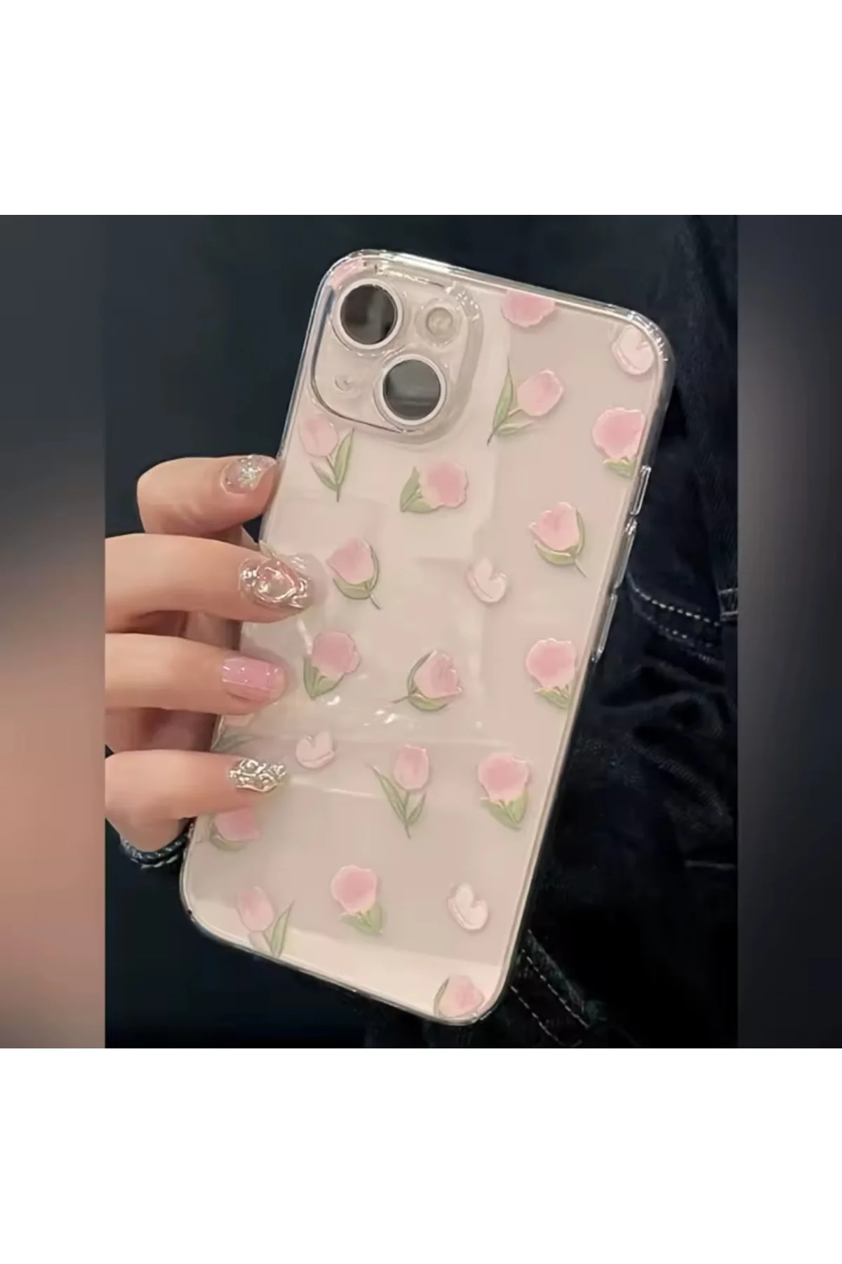 Pembe Lale Baskılı iPhone 13 Telefon Kılıfı