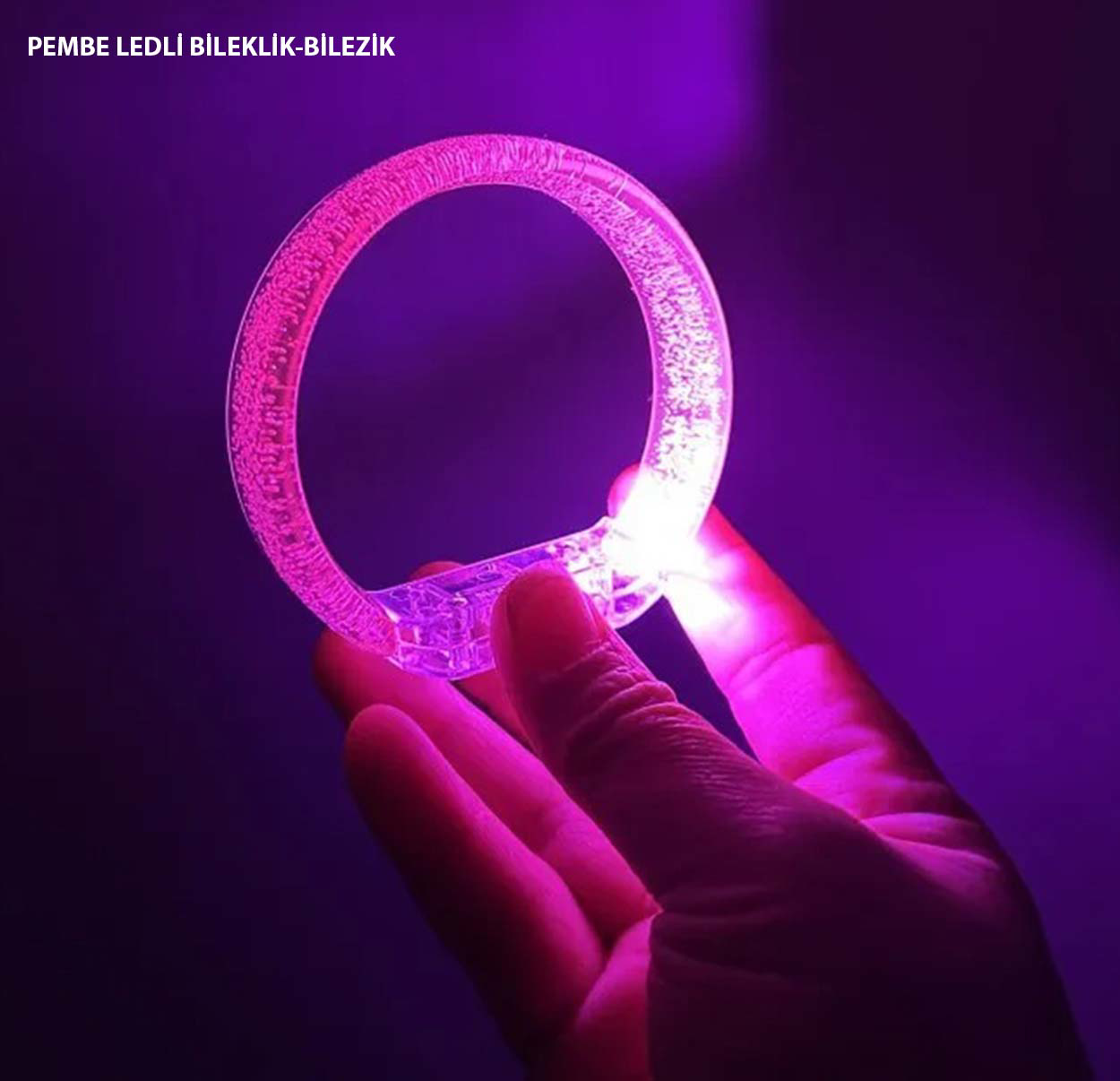 Pembe Led Işıklı Baskı Yapılabilen Pilli Bileklik Bilezik 1,5 cm Pembe Led Işıklı Baskı Yapılabilen Pilli Bileklik Bilezik 1,5 cm