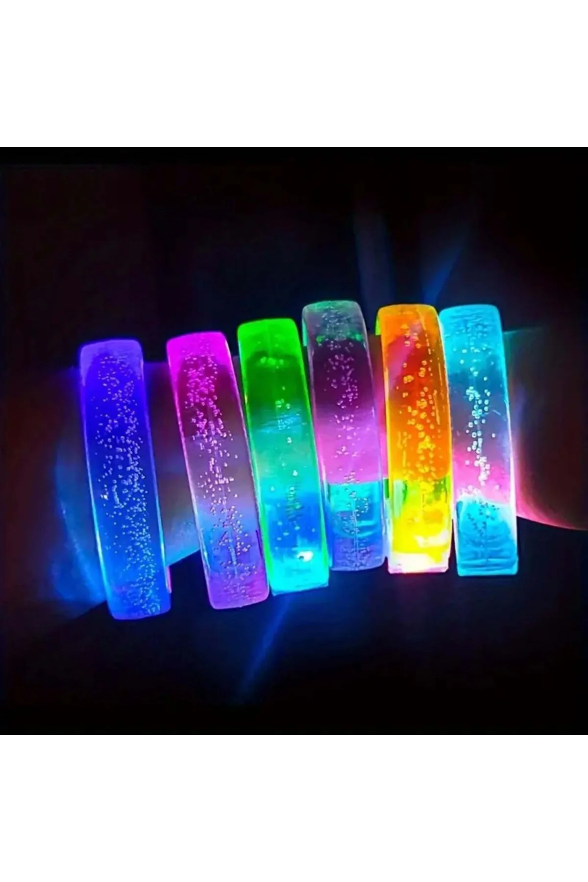 Pembe Led Işıklı Baskı Yapılabilen Pilli Bileklik Bilezik 1,5 cm Genişlik