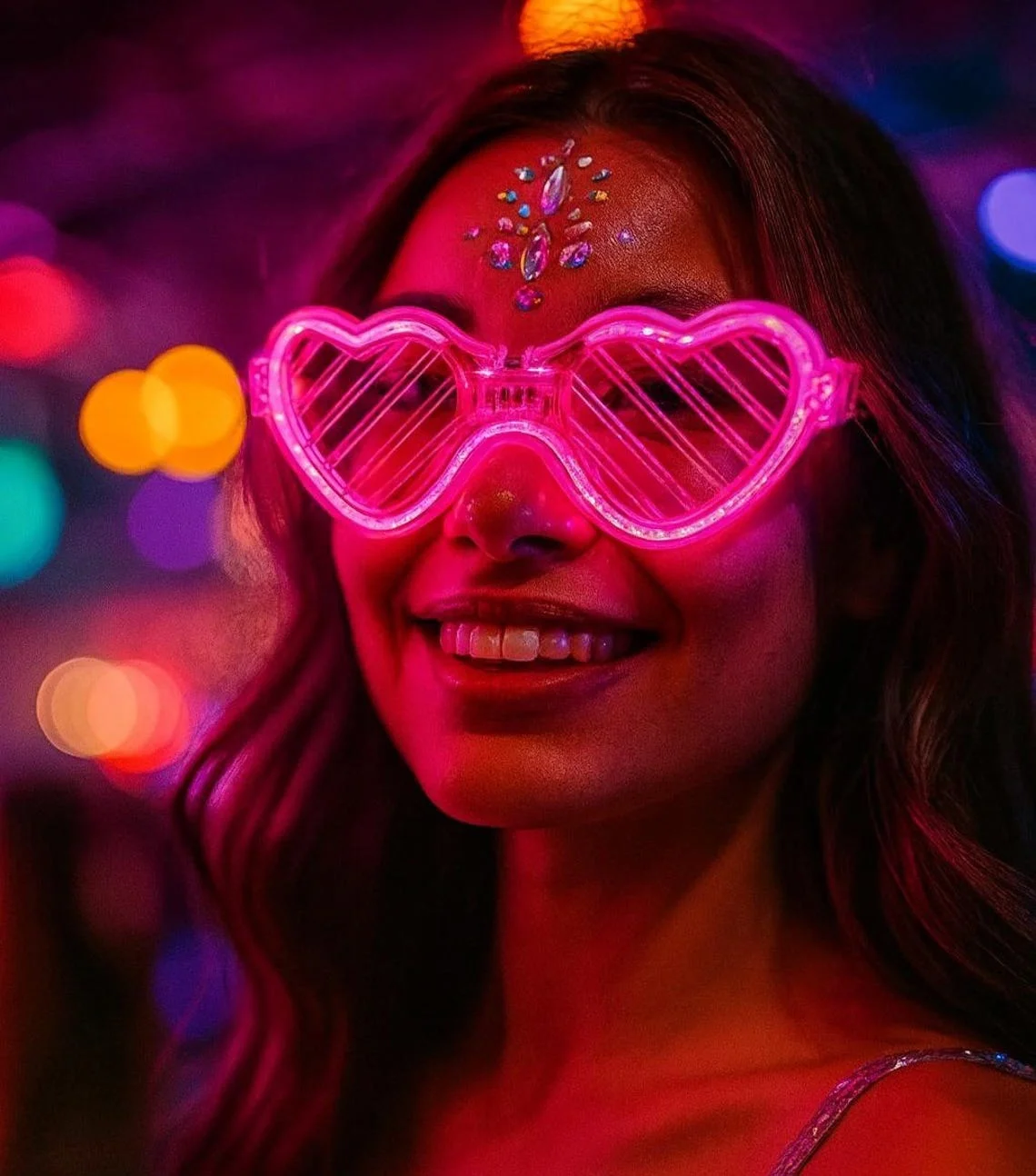 Pembe LED Işıklı Kalp Gözlük – 3 Modlu Parti & Glow Gözlüğü Pembe LED Işıklı Kalp Gözlük – 3 Modlu Parti & Glow Gözlüğü