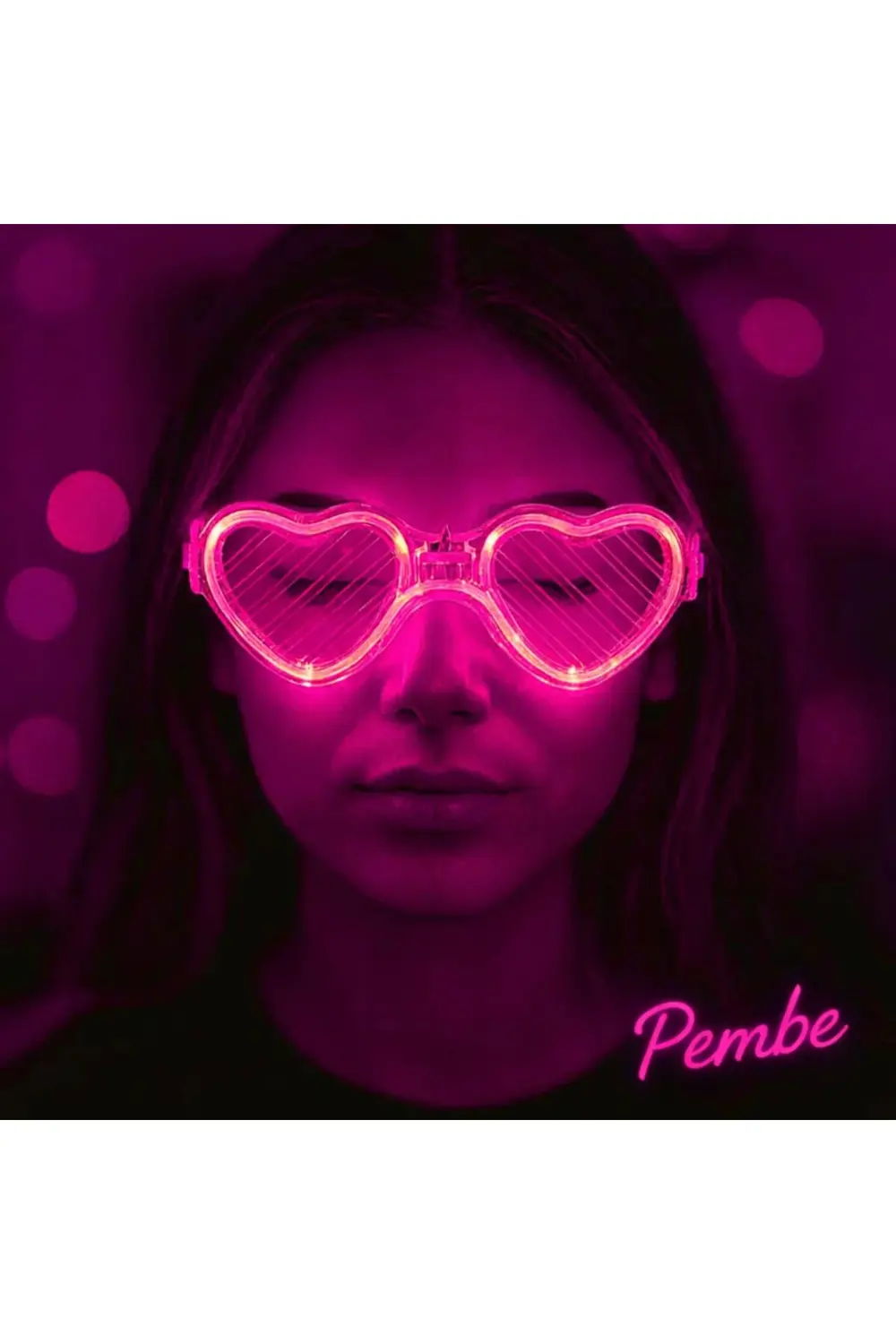 Pembe LED Işıklı Kalp Gözlük – 3 Modlu