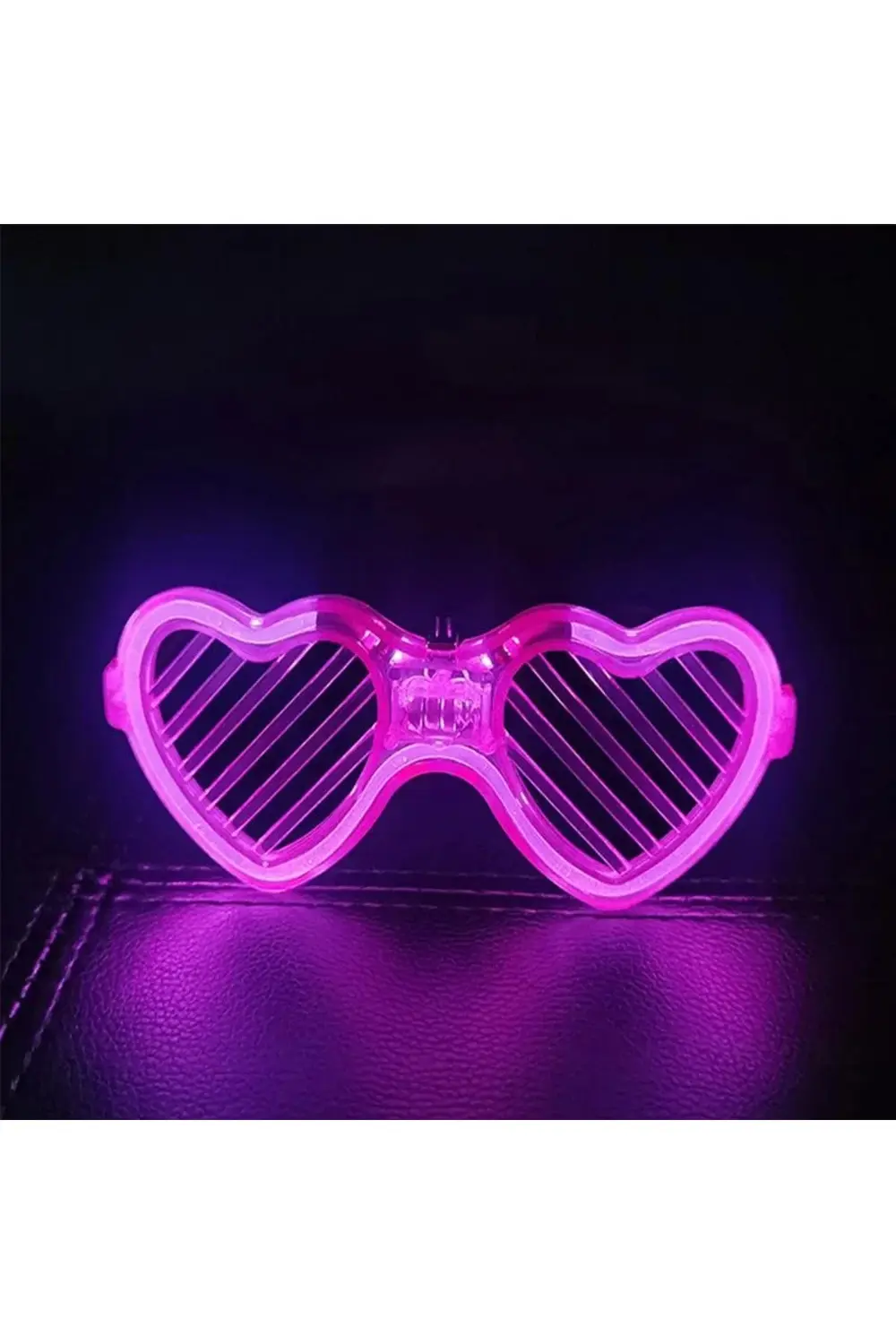 Pembe LED Işıklı Kalp Gözlük – 3 Modlu