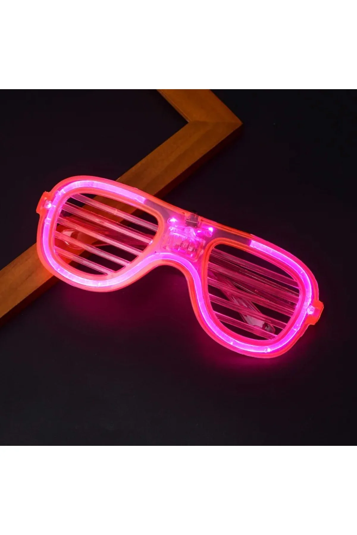 Pembe Led Işıklı Parti Gözlüğü - Neon Glow Şerit Gözlük 3 Modlu