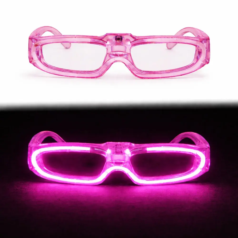 Pembe LED Işıklı Parti Gözlüğü 3 Modlu – Glow - Gece Eğlence Gözl