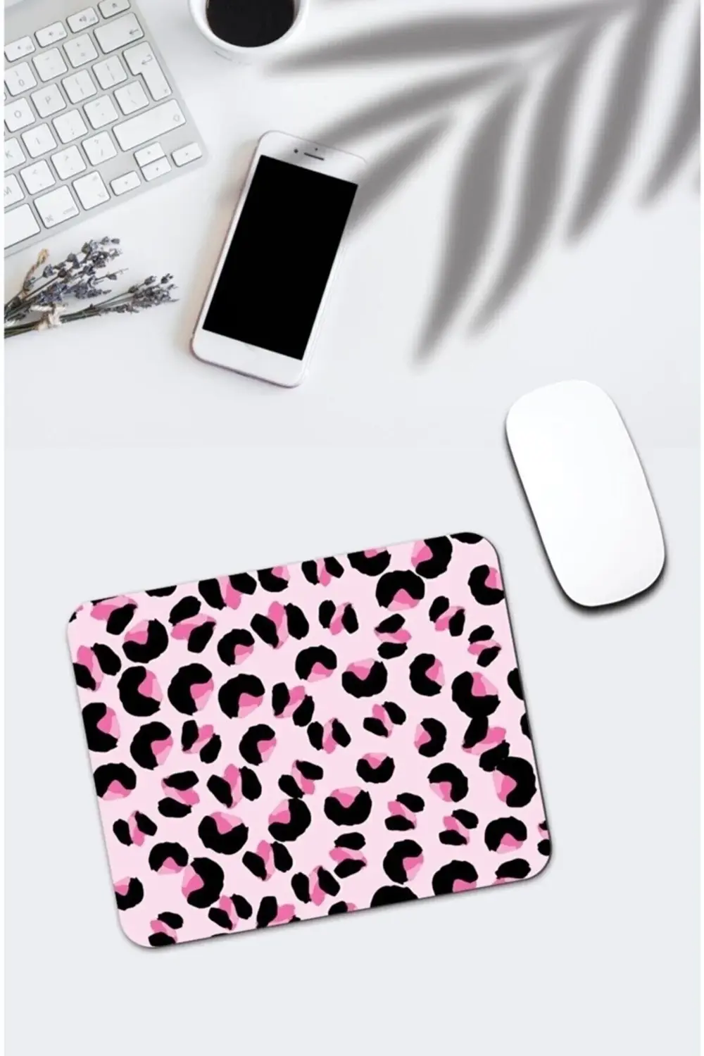 Pembe Leopar Desenli Mouse Pad
