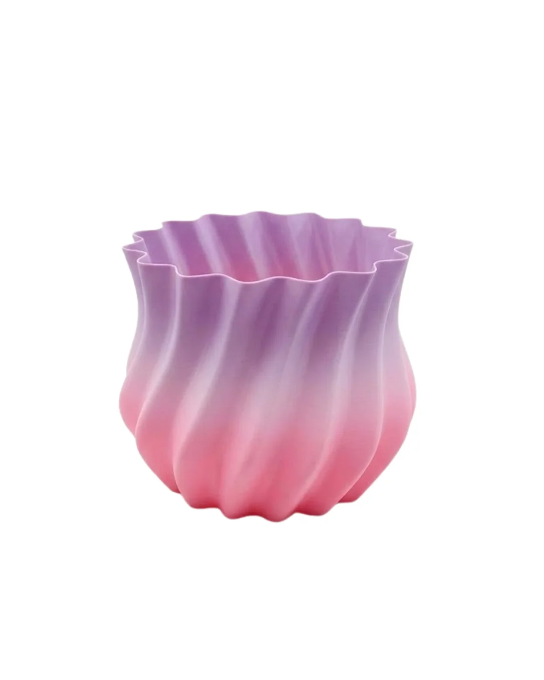 Pembe Lila Degrade Kıvrımlı 3D Vazo Estetik Ev Ofis Dekoru