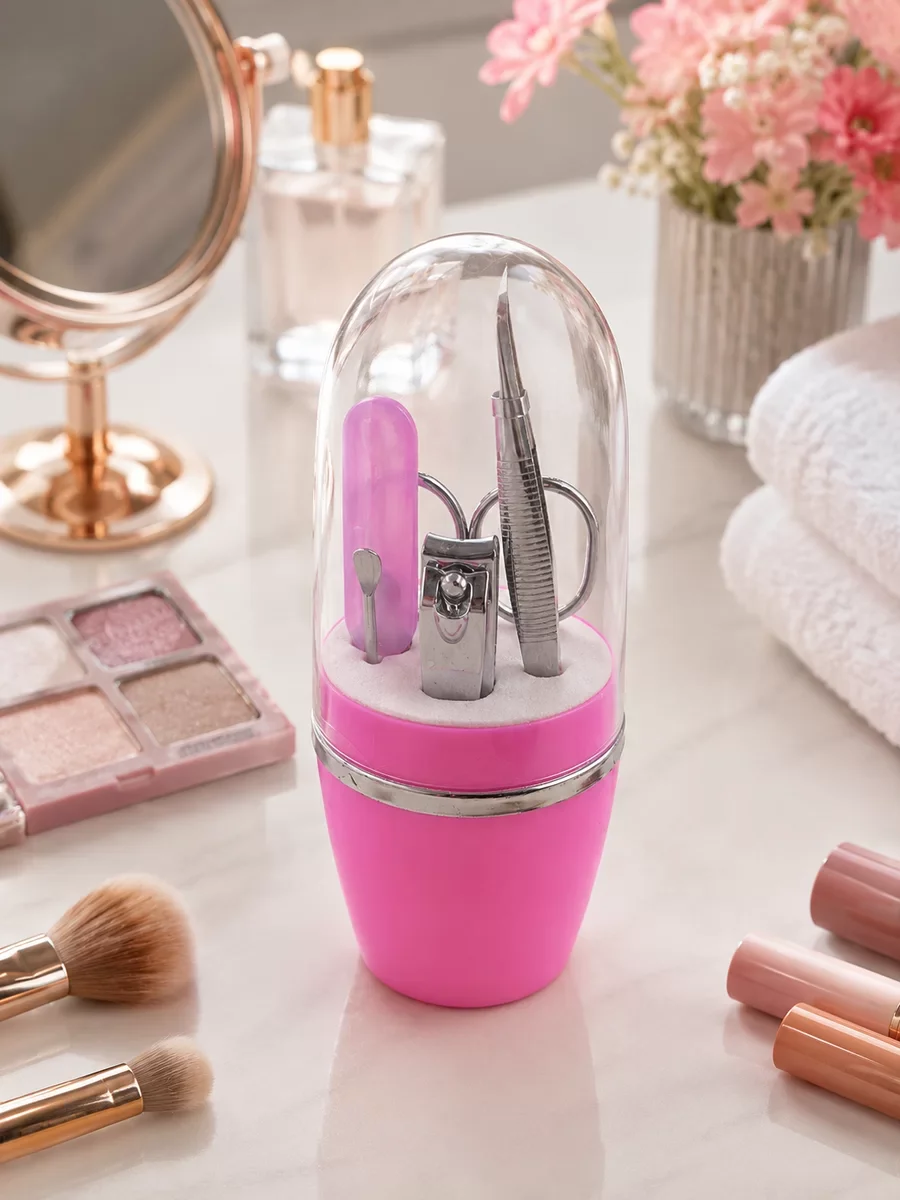 Pembe Manikür Pedikür Bakım Seti Cımbız Tırnak Makası Makas Törpü