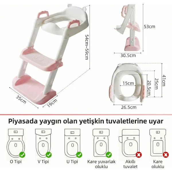 Pembe Merdivenli Çocuk Klozet Tuvalet Eğitimi Aparatı Pembe Merdivenli Çocuk Klozet Tuvalet Eğitimi Aparatı