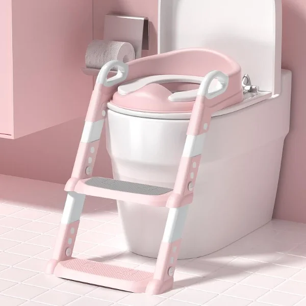 Pembe Merdivenli Çocuk Klozet Tuvalet Eğitimi Aparatı Pembe Merdivenli Çocuk Klozet Tuvalet Eğitimi Aparatı