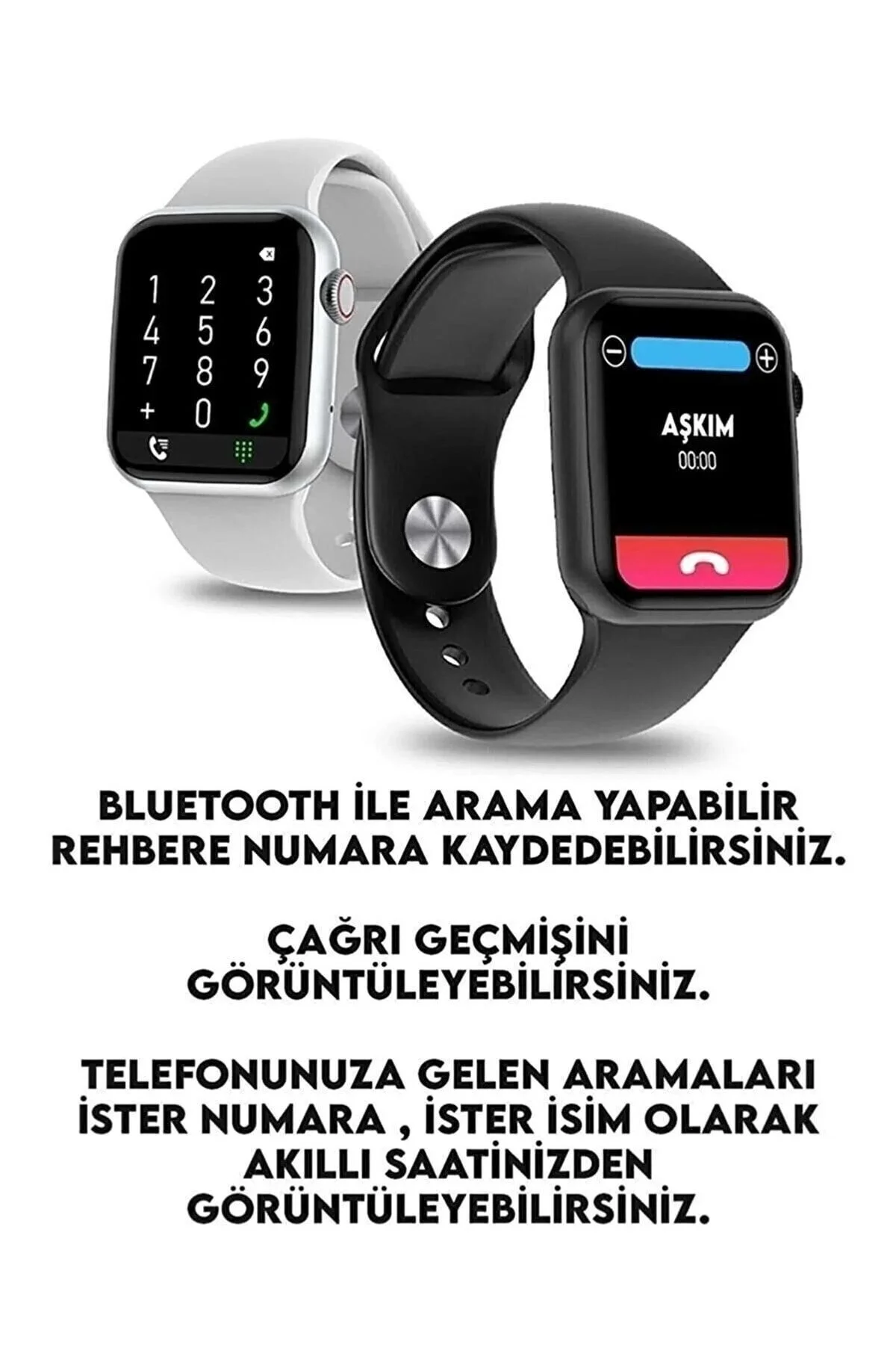 Pembe Metalik Kasa ve Siyah Silikon Kordonlu, Sesli Görüşme Özellikli Akıllı Saat