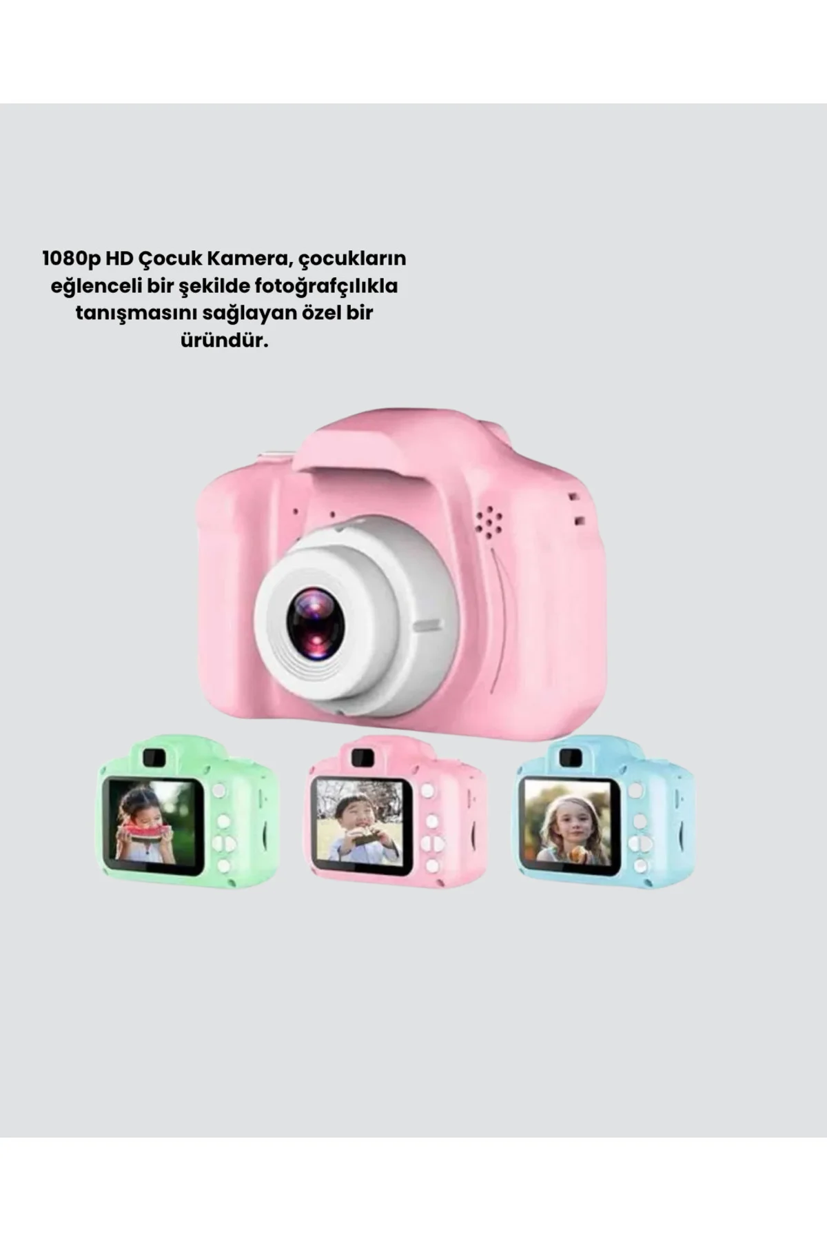Pembe Mini 1080p HD Çocuk Kamera – 8MP, Video Kaydı,TF Kart Destekli