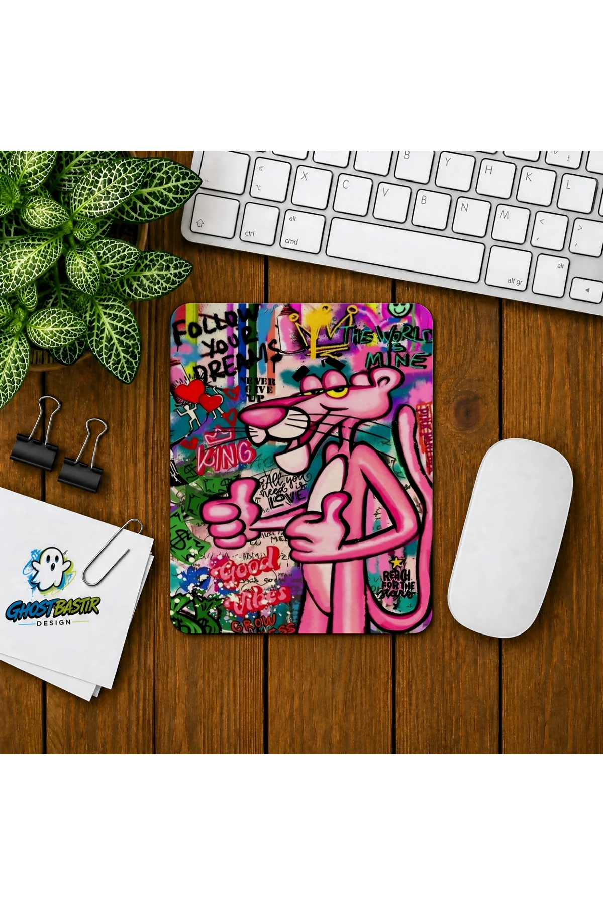 Pembe Panter Baskılı Oyuncu Mousepad 0228