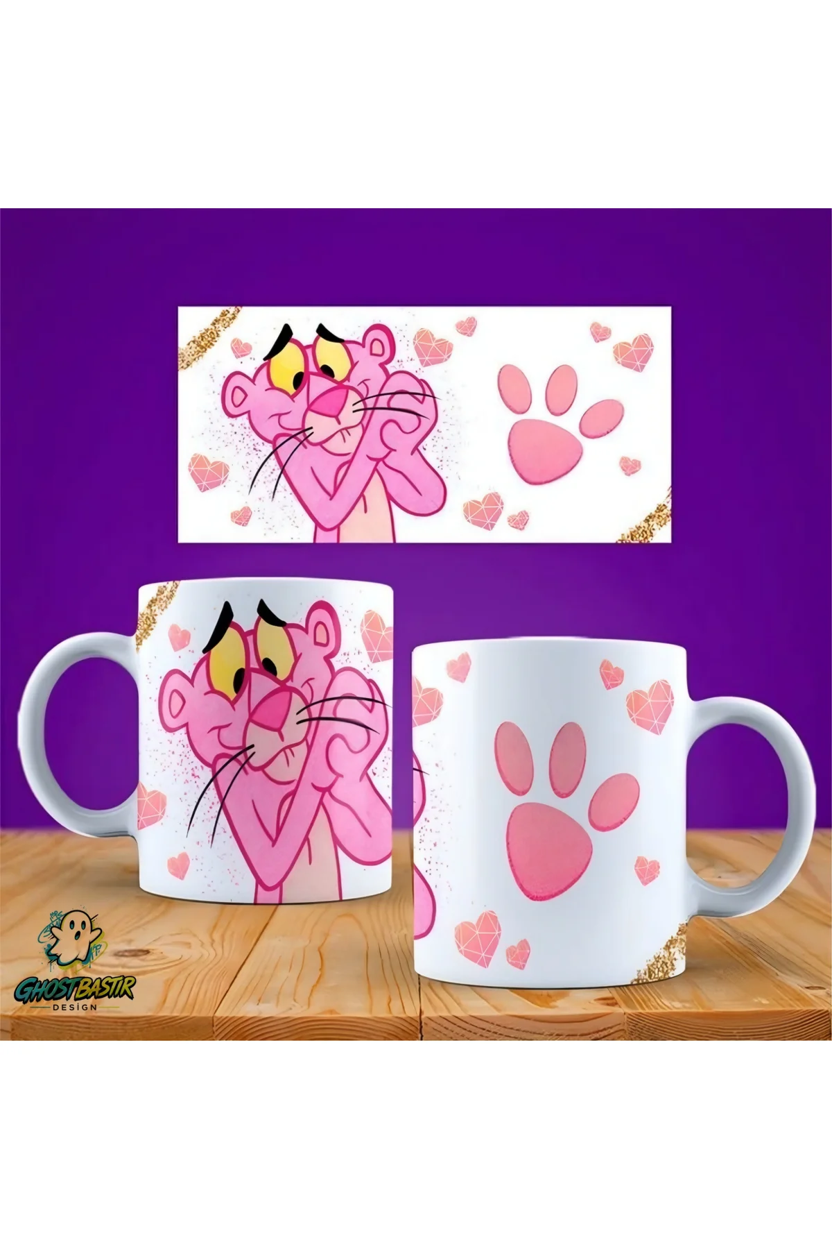 Pembe Panter Kupa Bardak | Tek Adet K0355