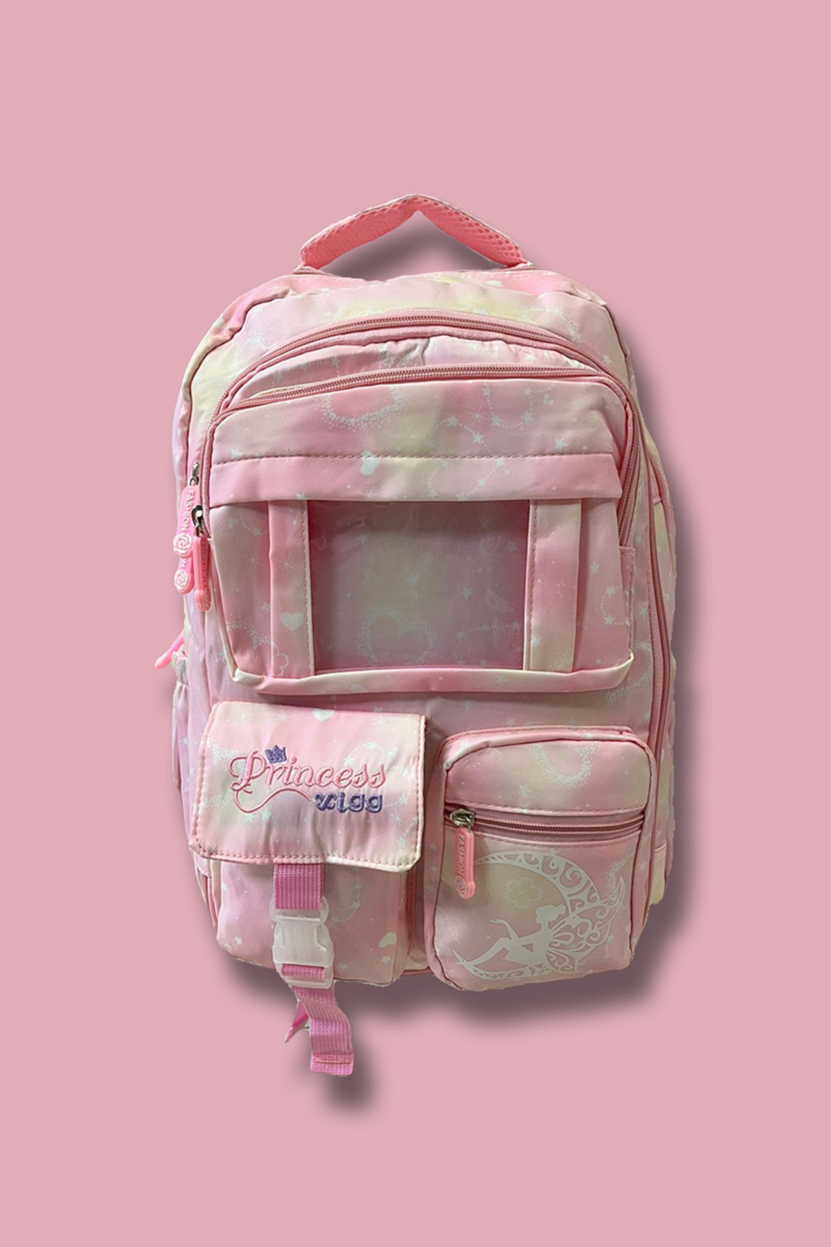 Köstebek Pembe Princess Çok Cepli Desenli Okul Sirt Çantasi
