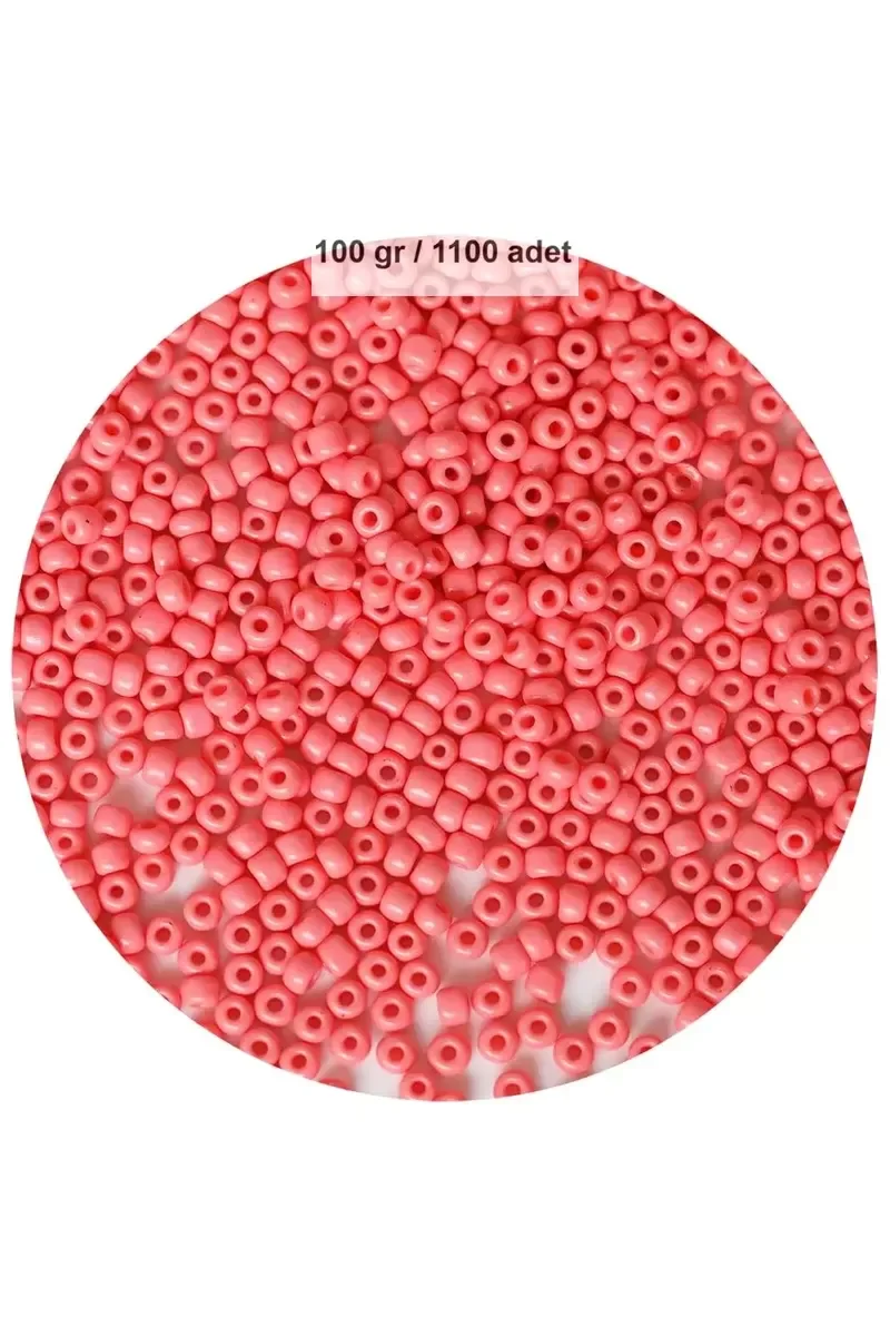 Pembe Renk 4 mm Yaklaşık 1100 adet / 100 gram Cam Boncuk Oya Yazm