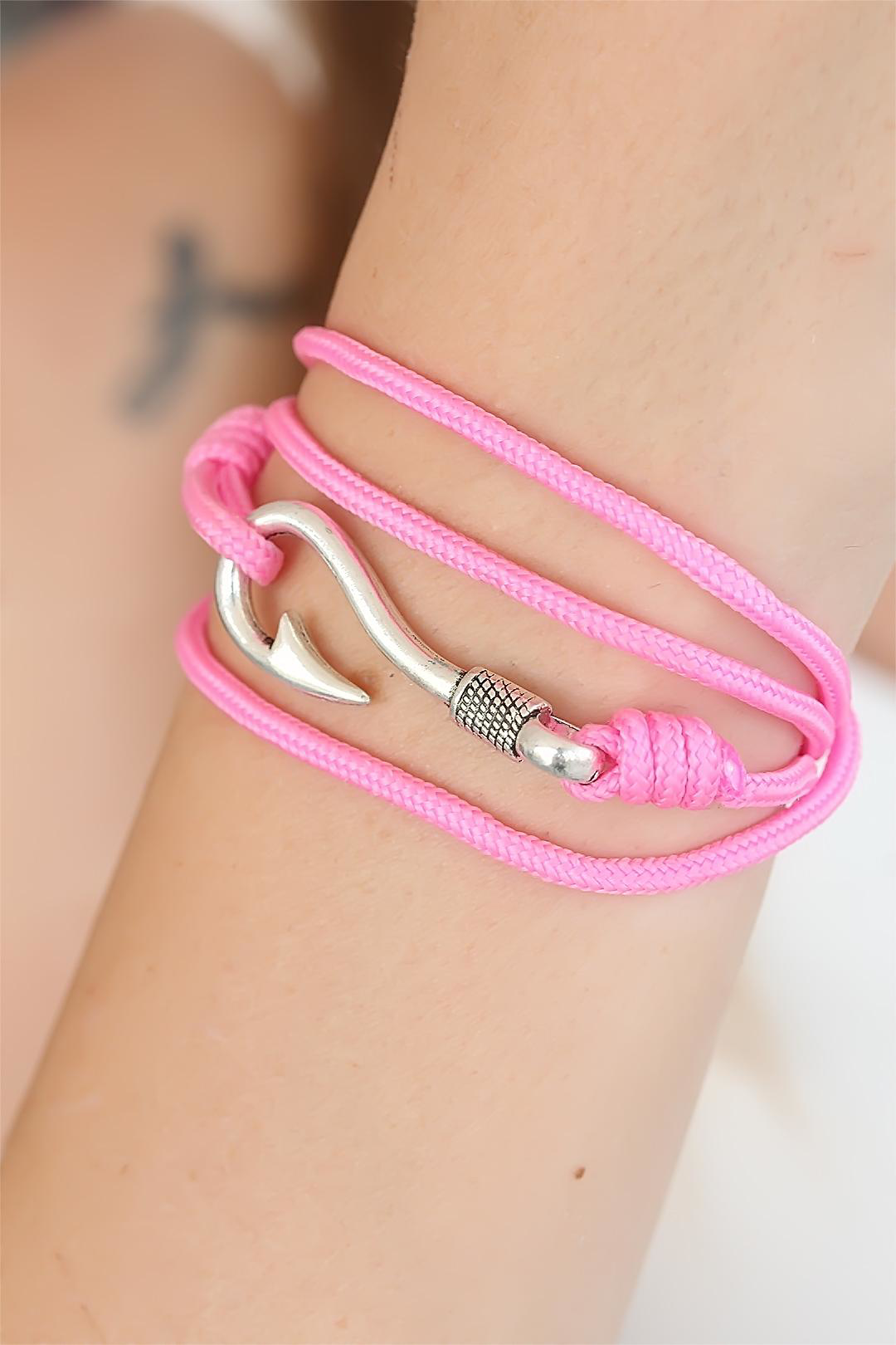 Pembe Renk Gümüş Metal Kancalı Bayan Çoklu Bileklik - TJ-BB2371-K