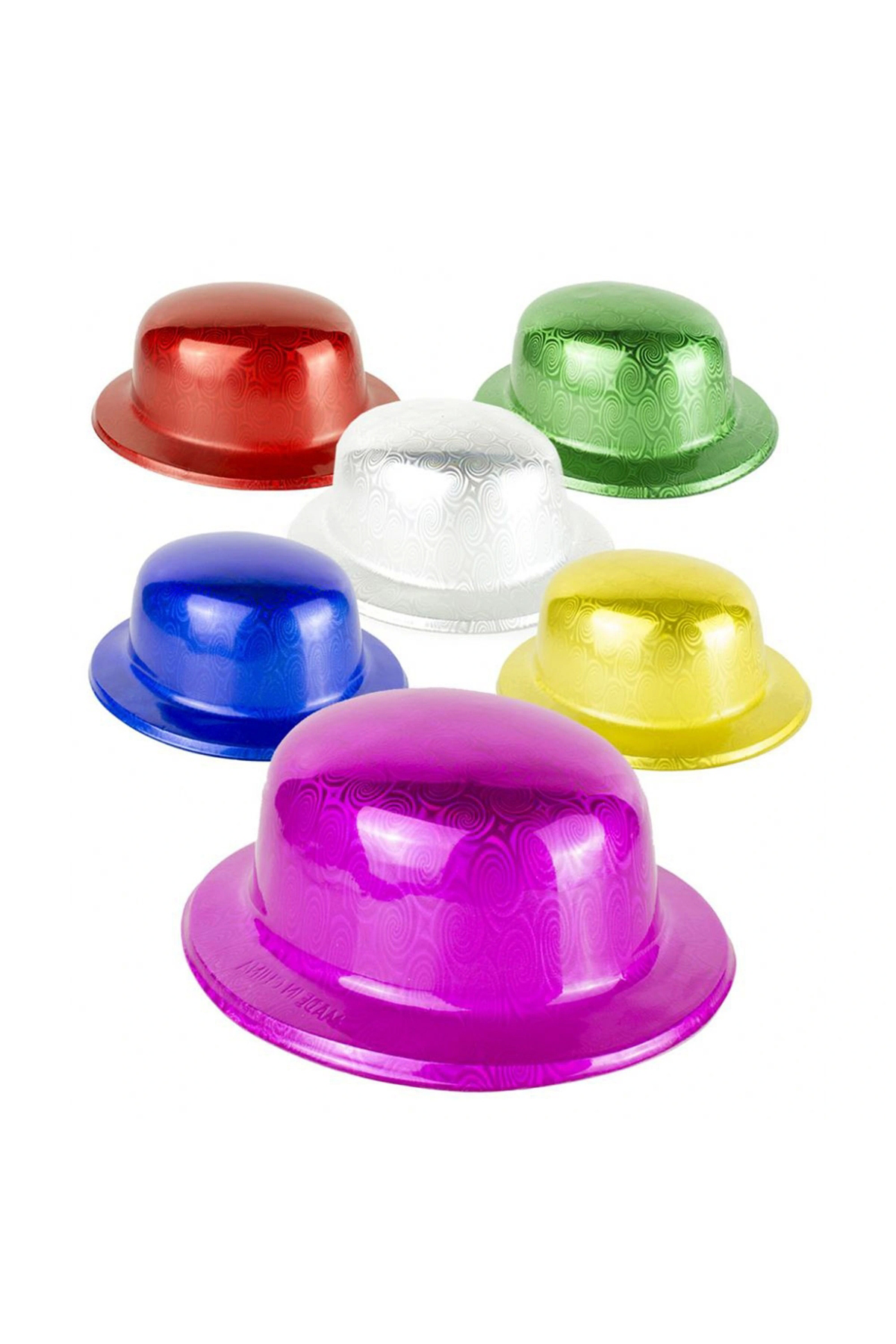 Nazeninstoğu Pembe Renk Hologramlı Plastik Yuvarlak Melon 27X24 Cm