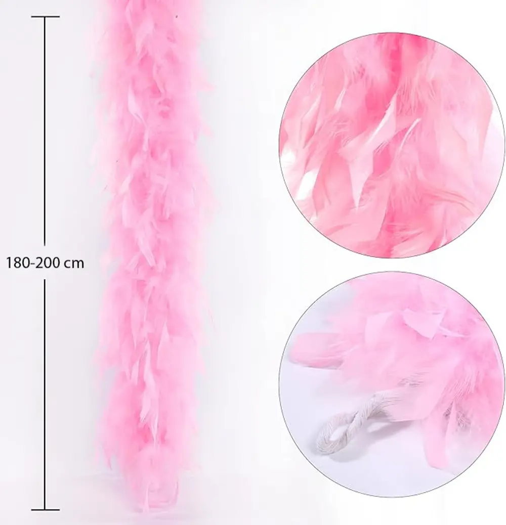 Pembe Renk Kabarık Kalın Otriş Boa Tüy 6 cm Genişlik 180-200 cm U Pembe Renk Kabarık Kalın Otriş Boa Tüy 6 cm Genişlik 180-200 cm U