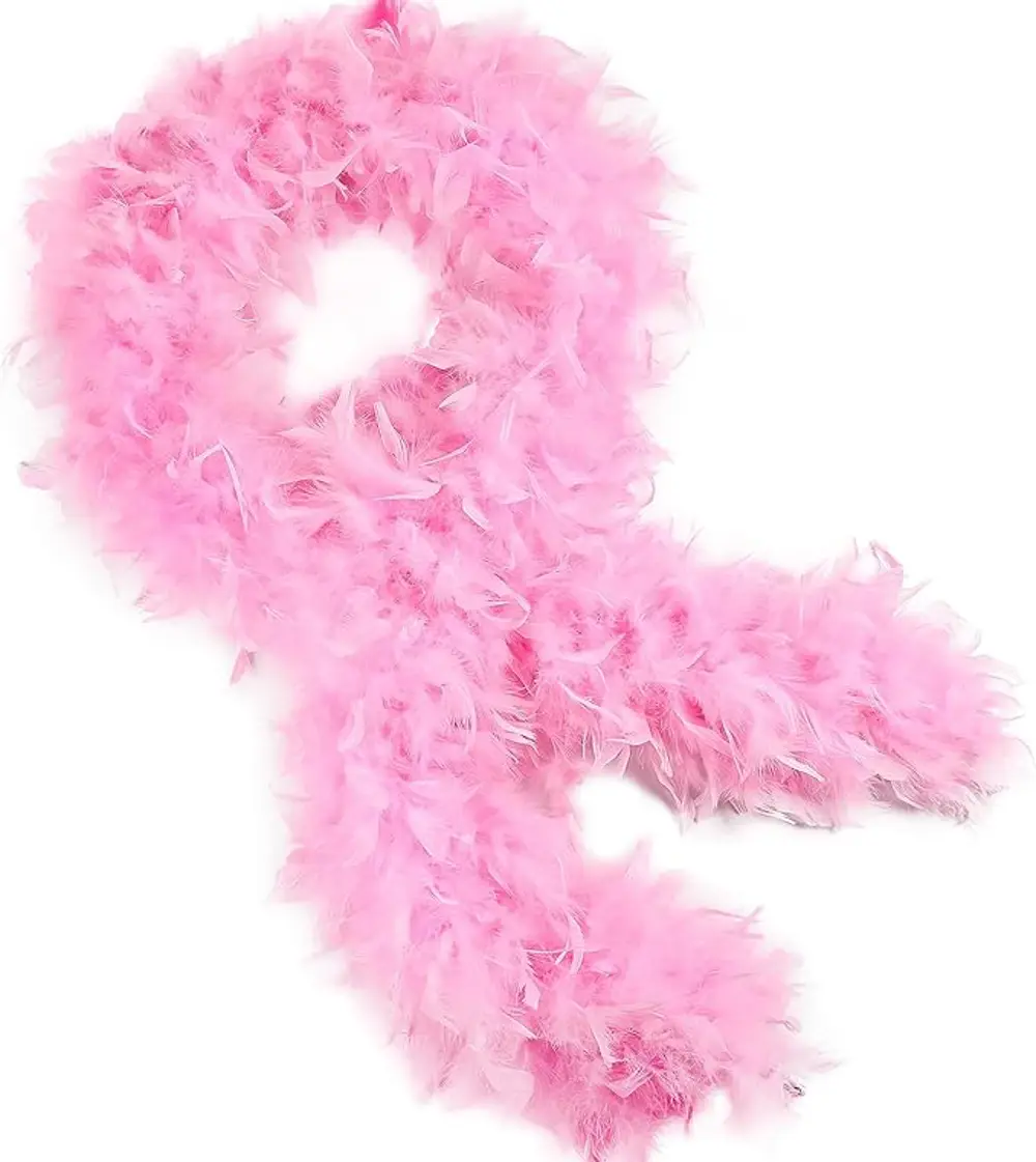 Pembe Renk Kabarık Kalın Otriş Boa Tüy 6 cm Genişlik 180-200 cm U Pembe Renk Kabarık Kalın Otriş Boa Tüy 6 cm Genişlik 180-200 cm U