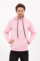Pembe Renk Kanguru Cepli Kapüşonlu Sweatshirt 1205 - PEMBE