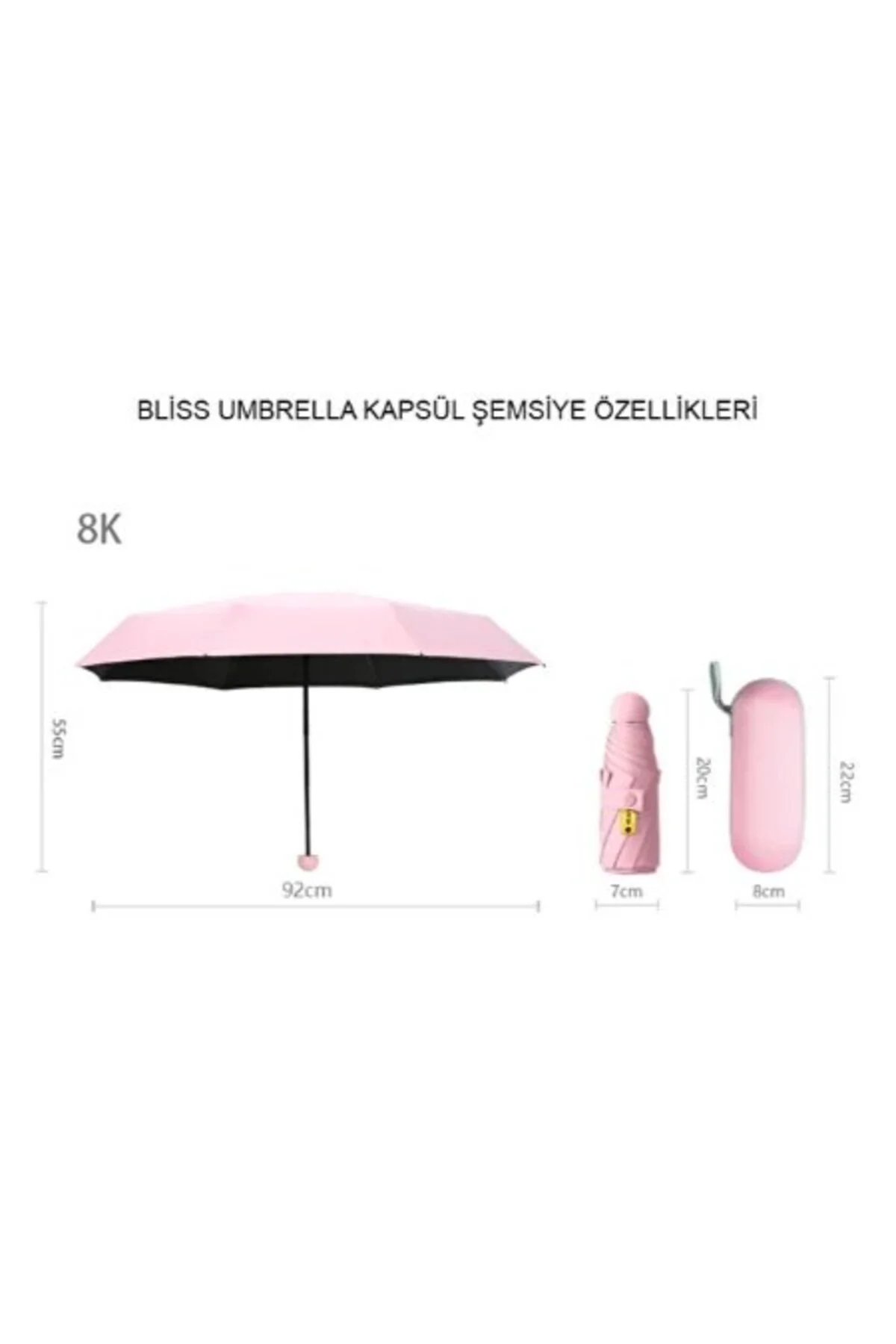 Pembe Renk Katlanır Çanta İçi Lüks Şemsiye
