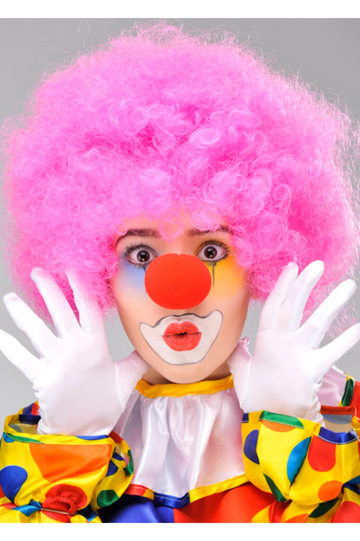 Pembe Renk Kıvırcık Afro Bonus Peruk Takma Saç ve Kırmızı Burun Seti GO50605124320 Pembe Renk Kıvırcık Afro Bonus Peruk Takma Saç ve Kırmızı Burun Seti GO50605124320
