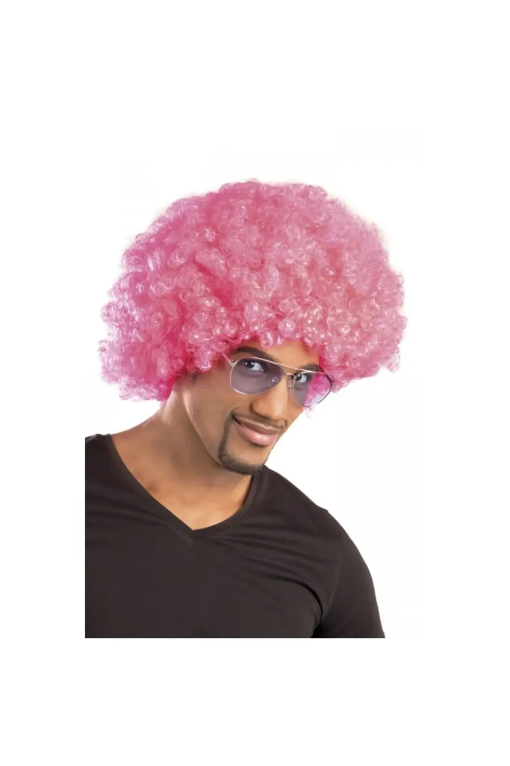 Pembe Renk Kıvırcık Afro Bonus Parti Peruğu