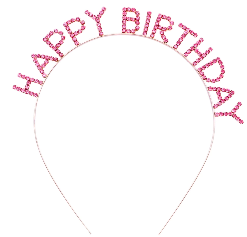 Pembe Renk Kristal Taşlı Gold Renk Kaplama Happy Birthday Taç 16x Pembe Renk Kristal Taşlı Gold Renk Kaplama Happy Birthday Taç 16x