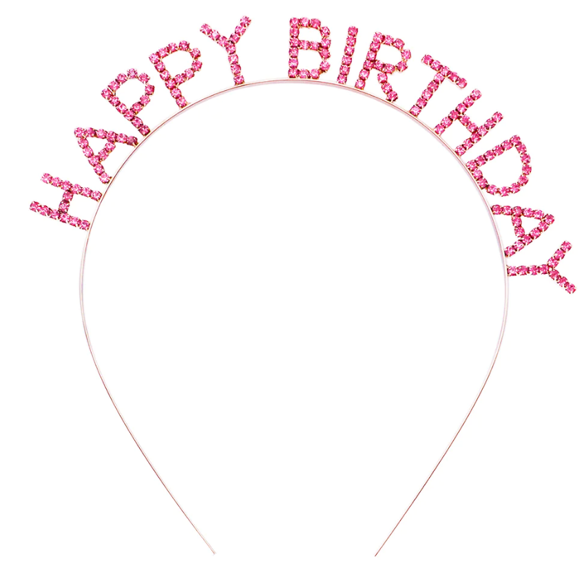 Pembe Renk Kristal Taşlı Gold Renk Kaplama Happy Birthday Taç 16x Pembe Renk Kristal Taşlı Gold Renk Kaplama Happy Birthday Taç 16x
